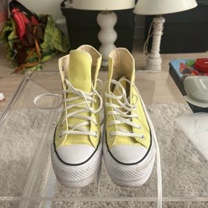 Highlighter Yellow Platform Converse Hightops